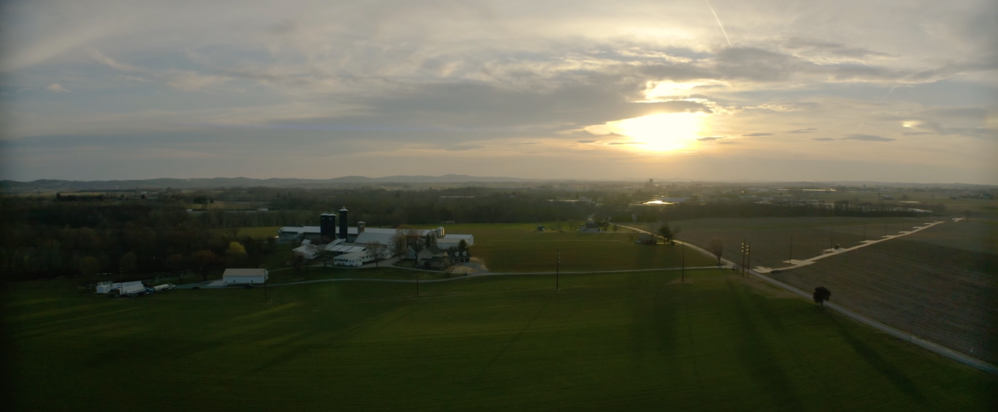 Calming Aerial Sunrise over Lancaster County, Pennsylvania