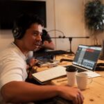 Sebastian recording interviews before the trip with the veterans.